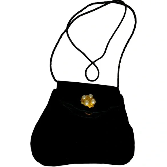 Gorgeous Black Elegant Crossbody with Pearl Decorations - Picture 1 of 7